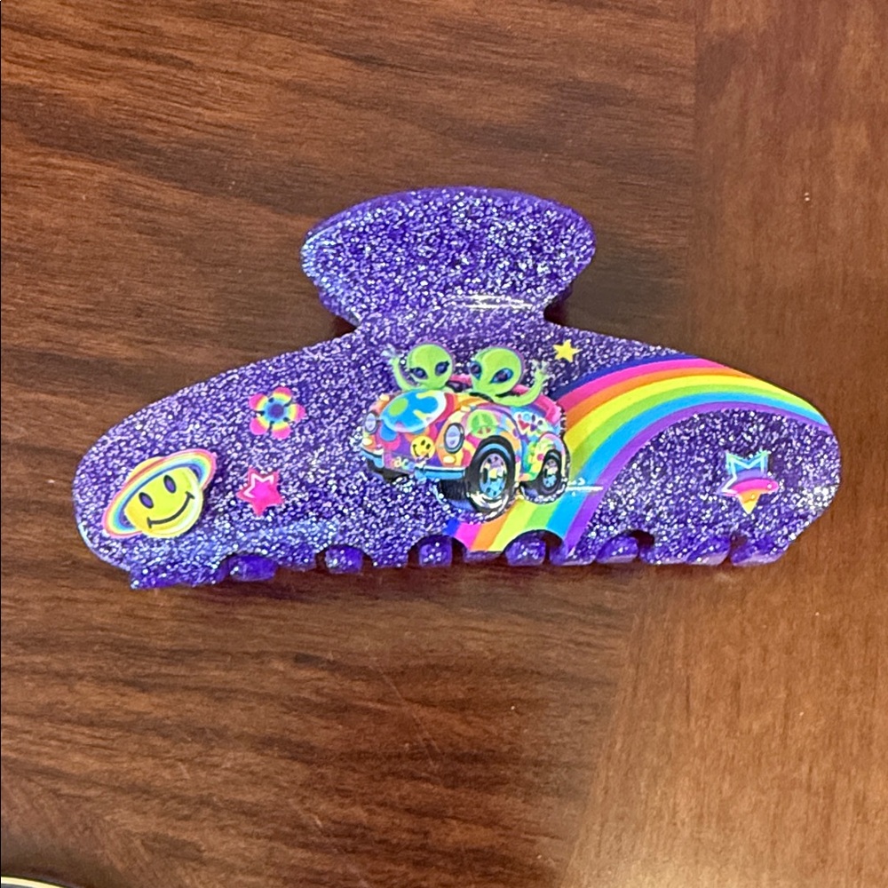 Lisa Frank Purple Glitter Alien Rainbow Hair Claw